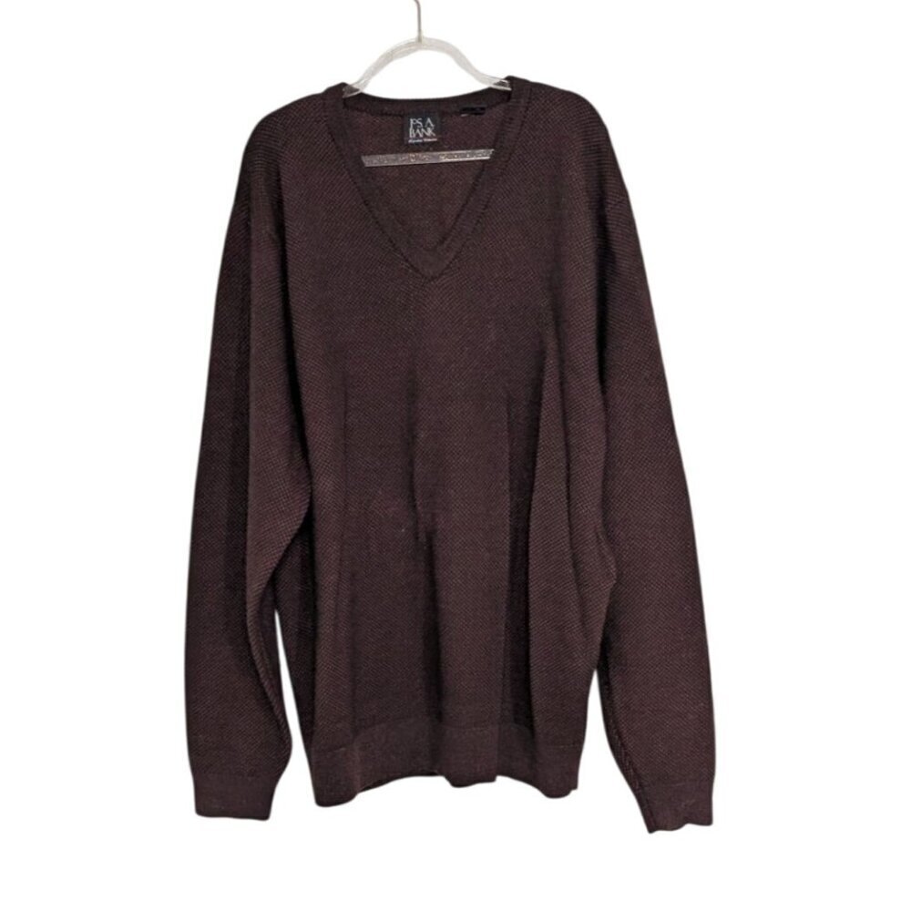 Jos A Bank Signature Collection Merino Wool Sweater Mens Size XL Brown V Neck